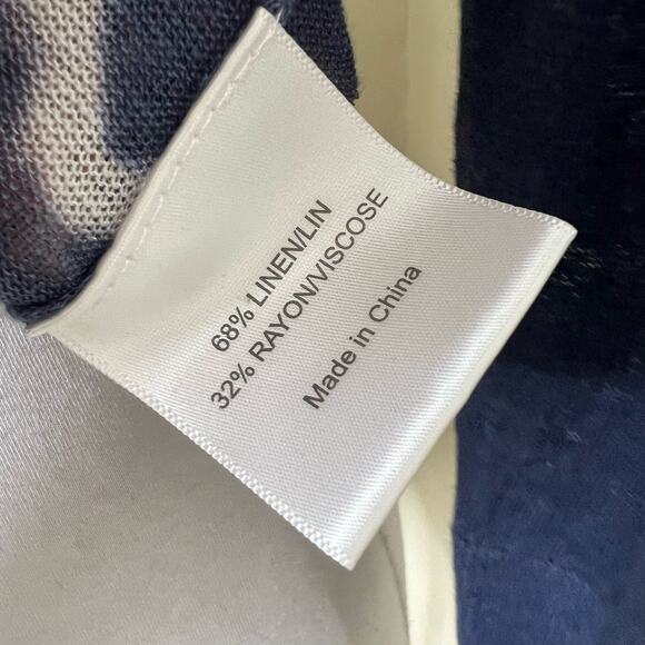 Tory Burch Dabny Cardigan Sweater XS Linen Blend Blue Tie Dye Woven Designer - Picture 8 of 8